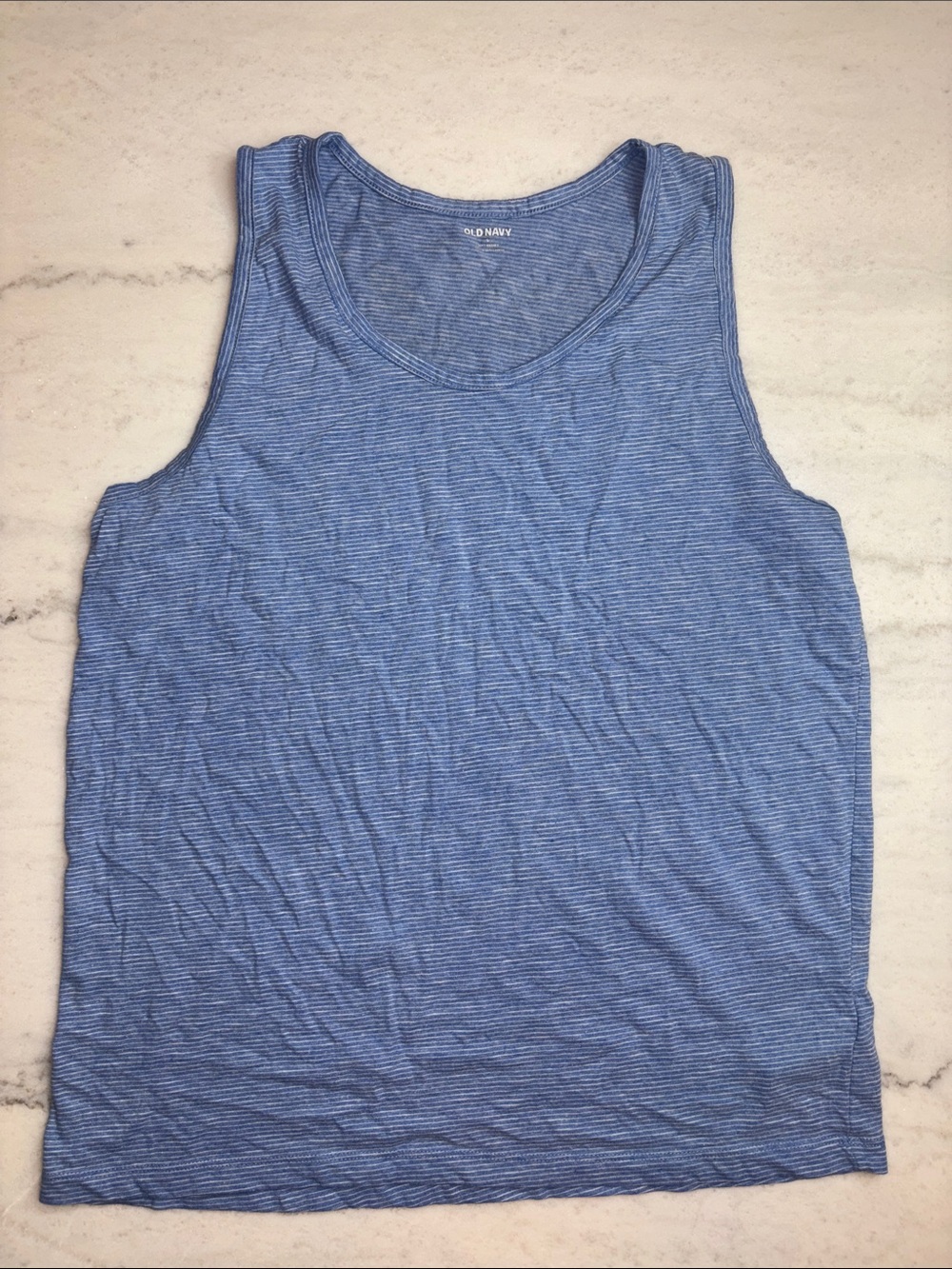 Old Navy Mens Micro-Striped Tank Top Blue / White LARGE